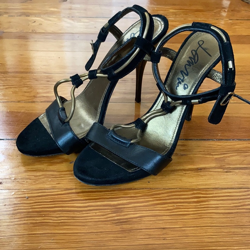 Lanvin leather and gold heels